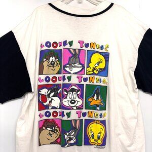 Vintage 1994 Looney Tunes Baseball Jersey 90s Warner Bros Sun Sportswear Size XL